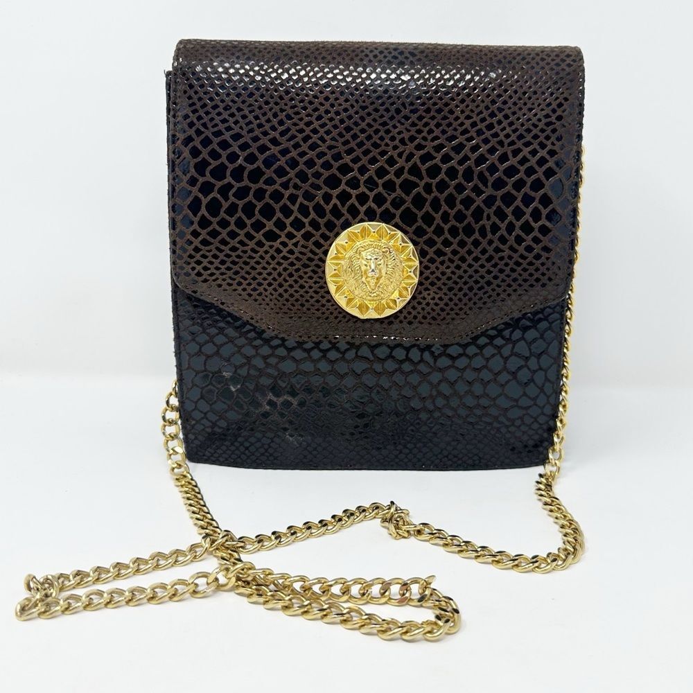 J.RENEE BROWN GOLD CHAIN LION FACE EVENING BAG PURSE - Picture 3 of 12